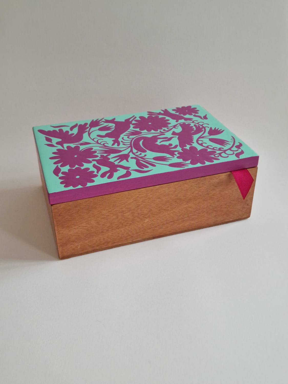 Tenango Wooden Tea-Box | Pink
