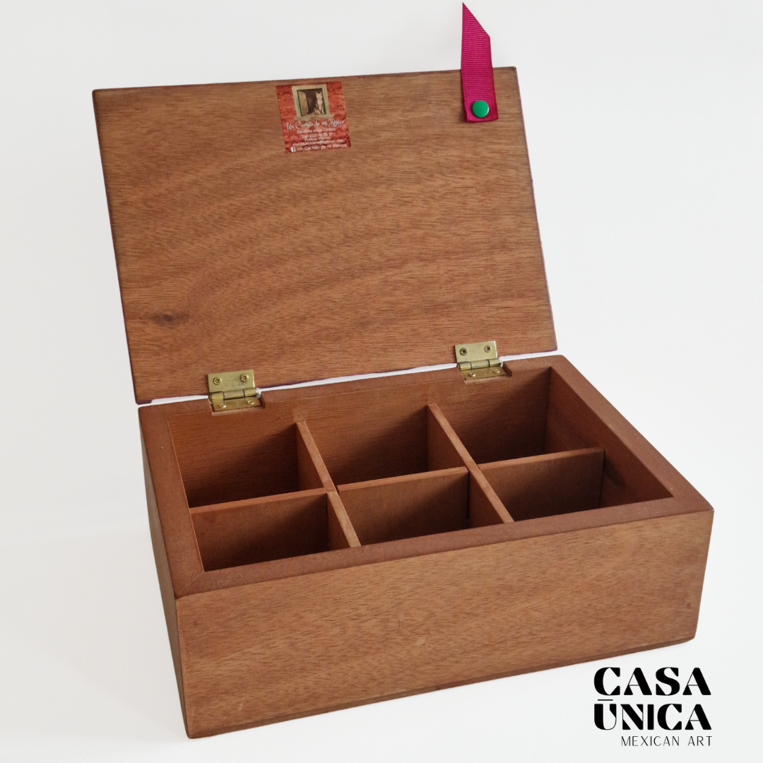 Tenango Wooden Tea-Box | Pink