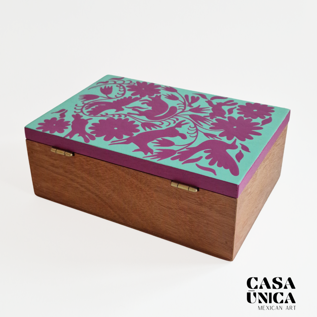 Tenango Wooden Tea-Box | Pink