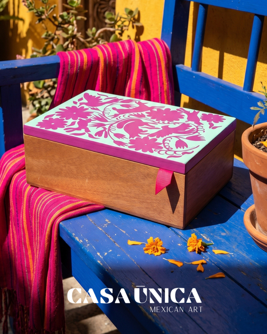 Tenango Wooden Tea-Box | Pink