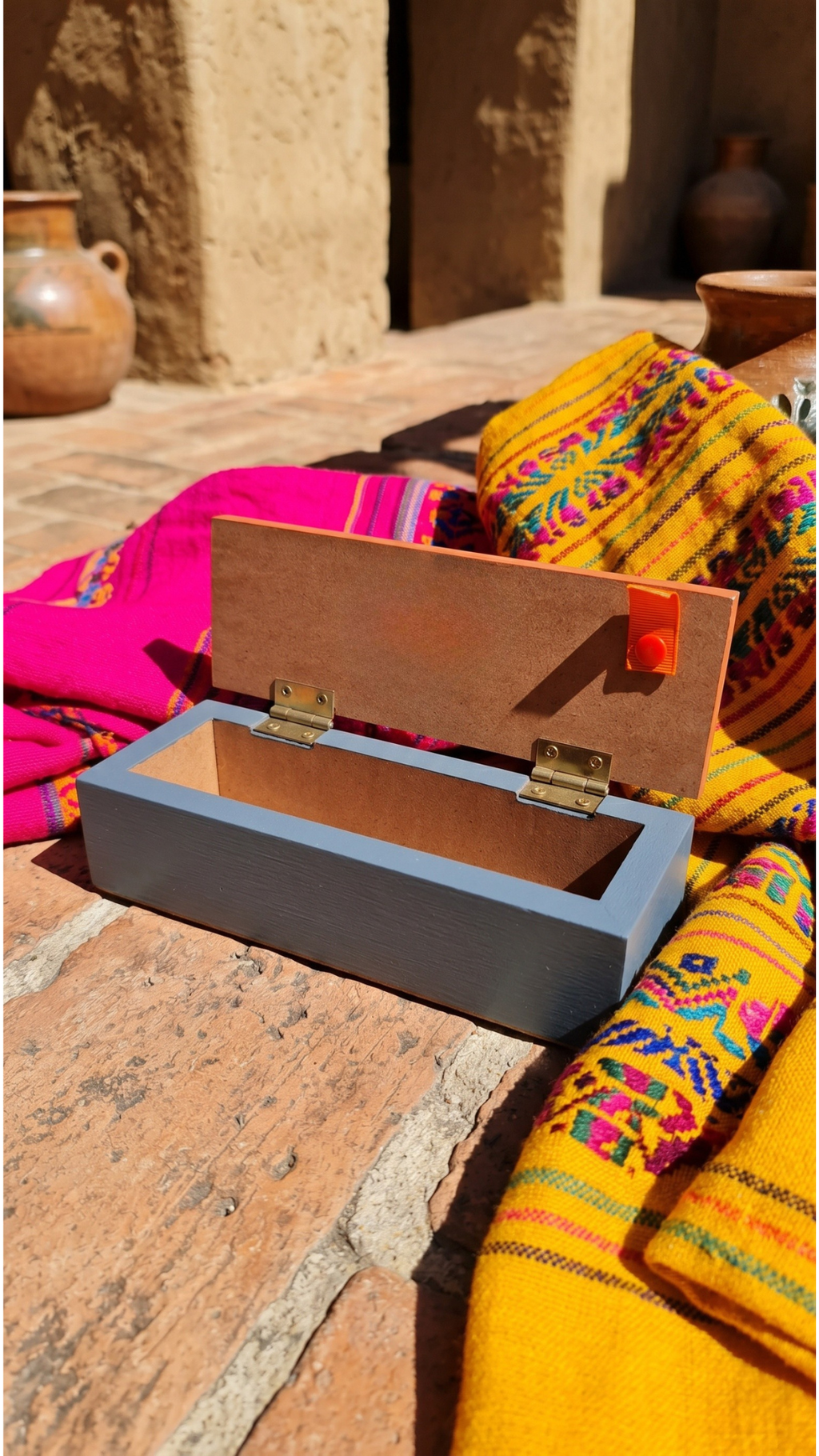 Tenango Wooden Box | Orange